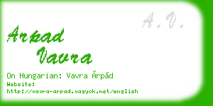 arpad vavra business card